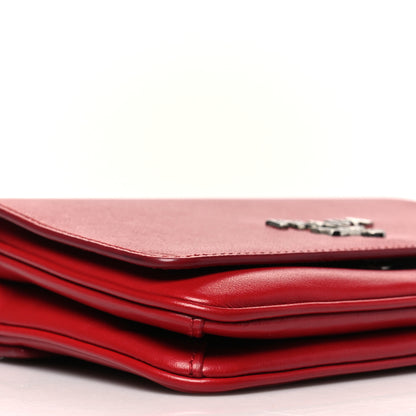 Prada Saffiano Nappa Chain Shoulder Bag Rosso 8 of 9
