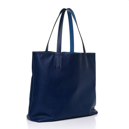 Hermes Taurillon Clemence Double Sens 45 Reversible Tote Bleu Encre Zellige 3 of 12