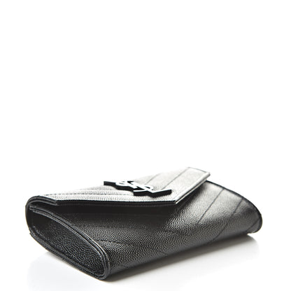 Saint Laurent Grain De Poudre Matelasse Chevron Small Monogram Envelope Wallet Black 4 of 7