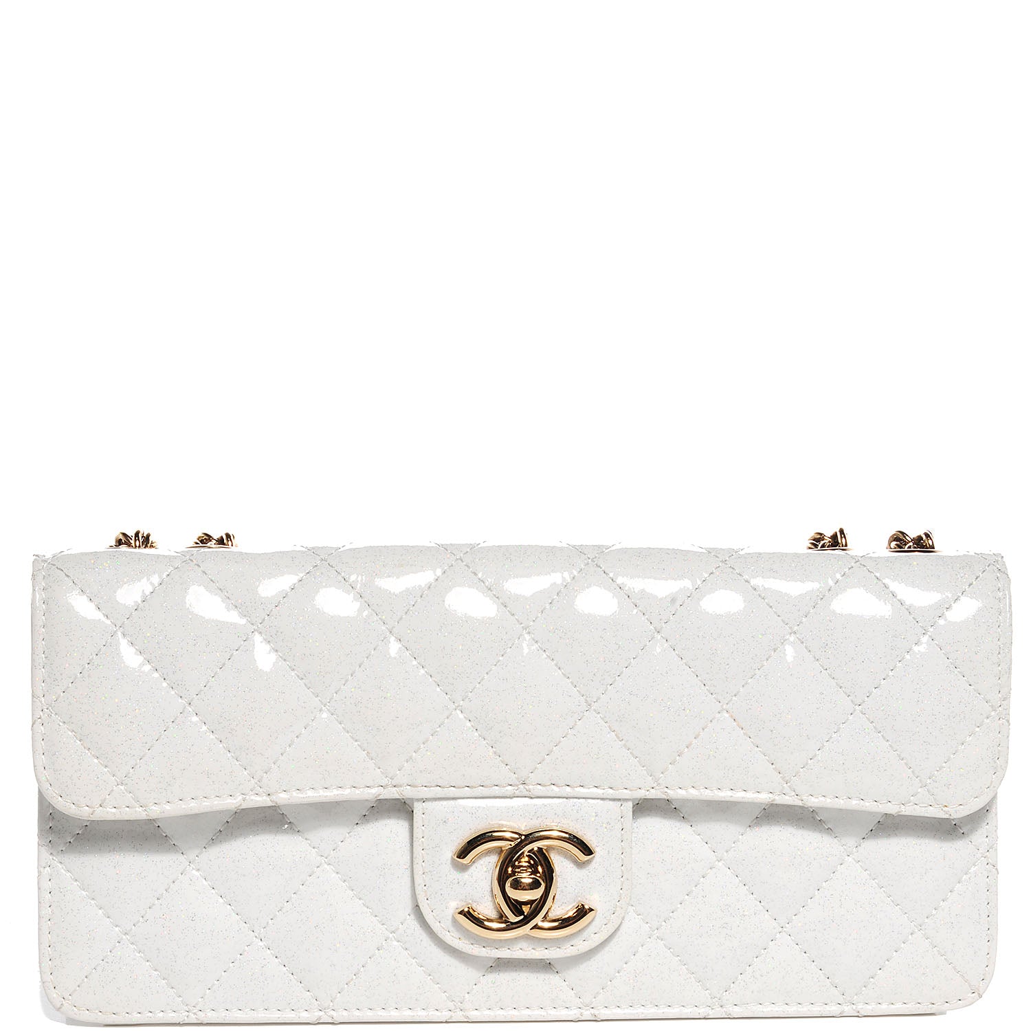 Chanel Patent Quilted Evening Star East West Flap White 1 of 11