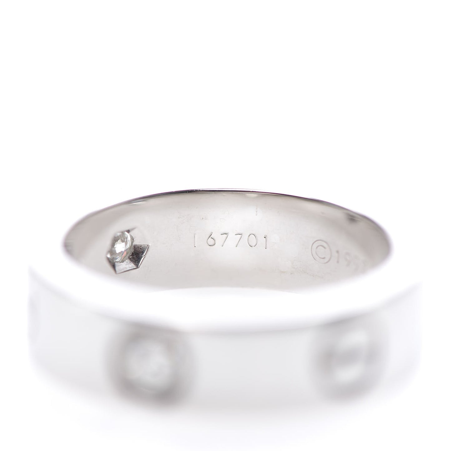 18K White Gold 3 Diamond 5.5mm LOVE Ring 51 5.75