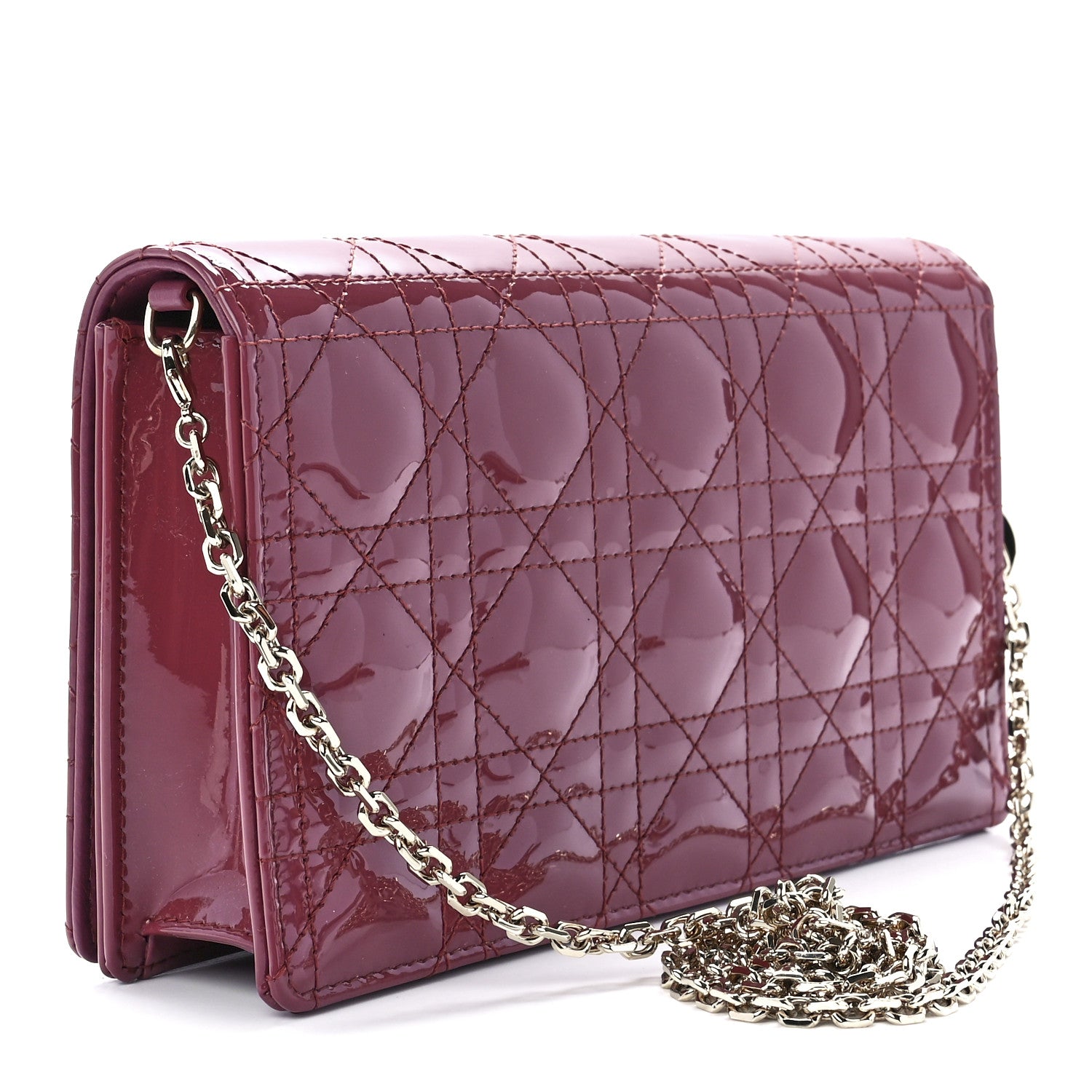 Christian Dior Patent Cannage Lady Dior Convertible Clutch Mallow Rose 3 of 12