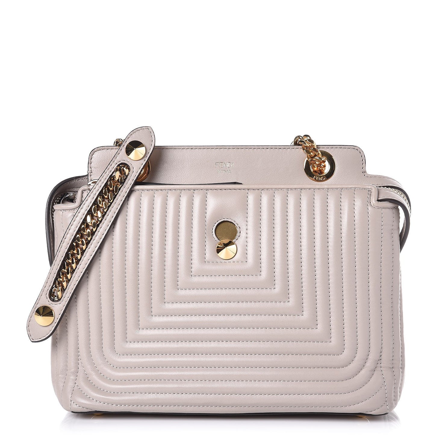 Shiny Nappa Trapuntata Chain Small DotCom Click Chain Satchel Grigio Polvere