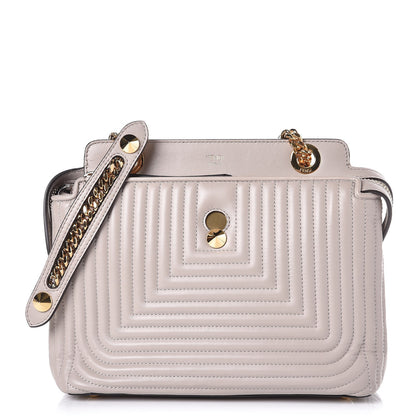 Fendi Shiny Nappa Trapuntata Chain Small DotCom Click Chain Satchel Grigio Polvere 1 of 10