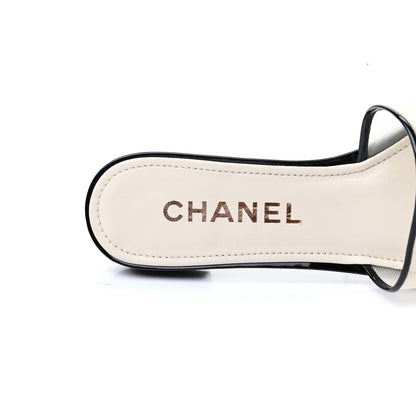 Chanel Mesh Patent Calfskin CC Sandal Mule 38.5 White Black 8 of 10