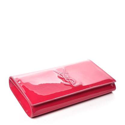 Saint Laurent Patent Monogram Large Belle De Jour Clutch Fuchsia 4 of 9