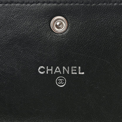 Chanel Lambskin Camellia Embossed Medium Wallet Black 6 of 9