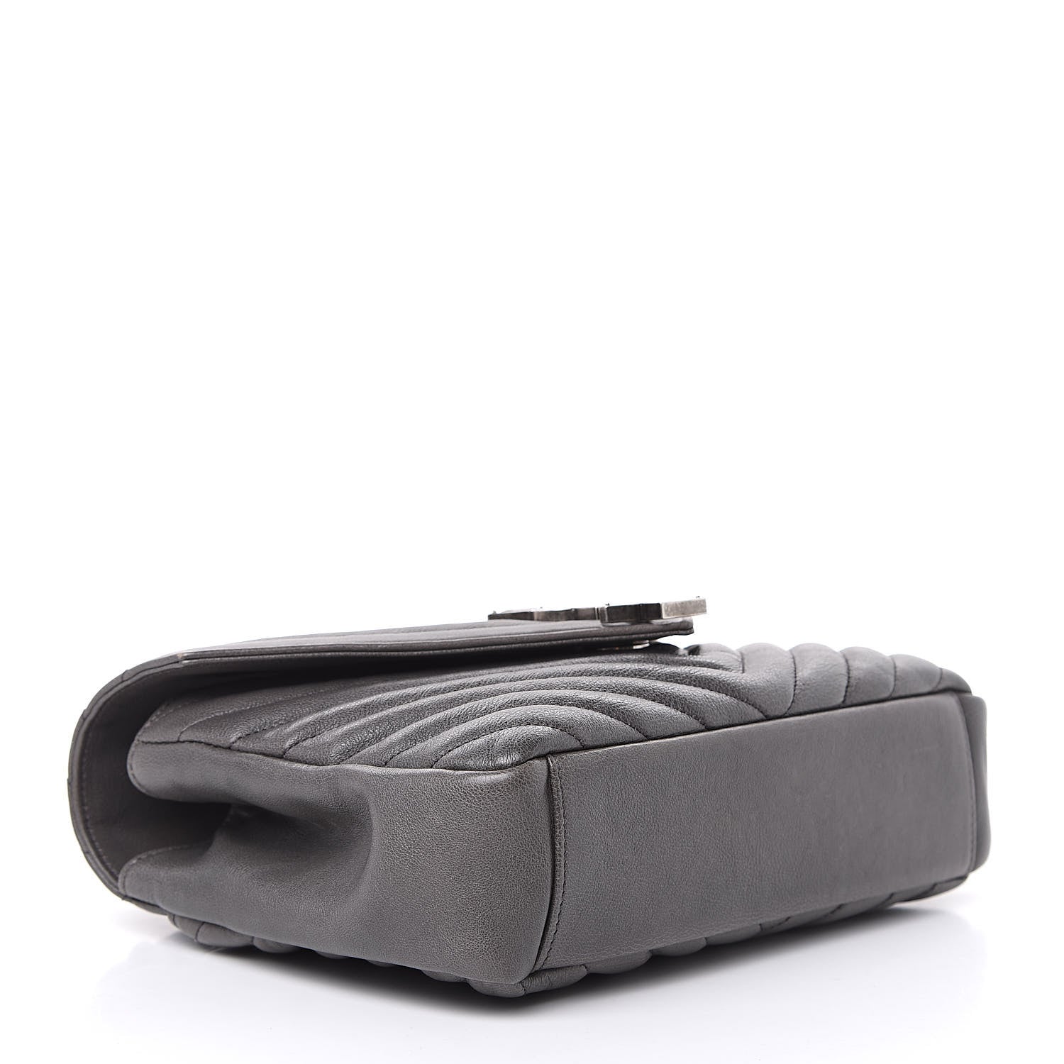 Saint Laurent Sheepskin Matelasse Chevron Monogram Medium College Bag Light Coal 4 of 13