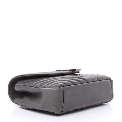 Saint Laurent Sheepskin Matelasse Chevron Monogram Medium College Bag Light Coal 4 of 13