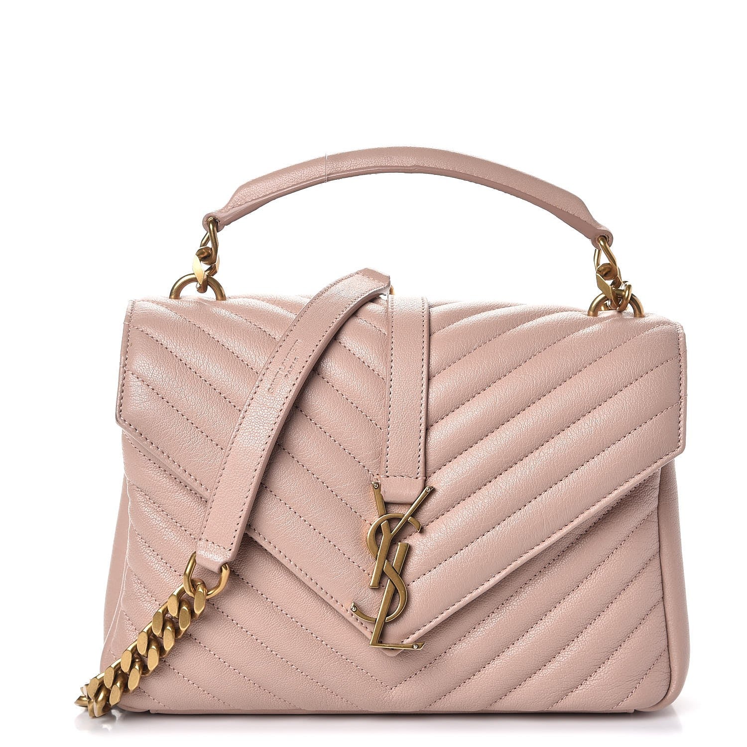 Saint Laurent Sheepskin Matelasse Chevron Monogram Medium College Bag Fard 1 of 7
