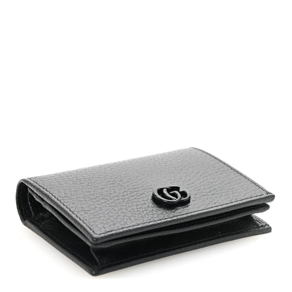 Gucci Dollar Calfskin Enamel Monochrome GG Marmont Card Case Black 4 of 7