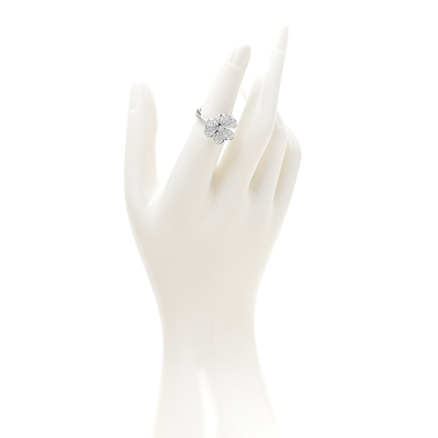 Van Cleef & Arpels 18K White Gold Diamond Small Frivole Ring 49 5 2 of 6