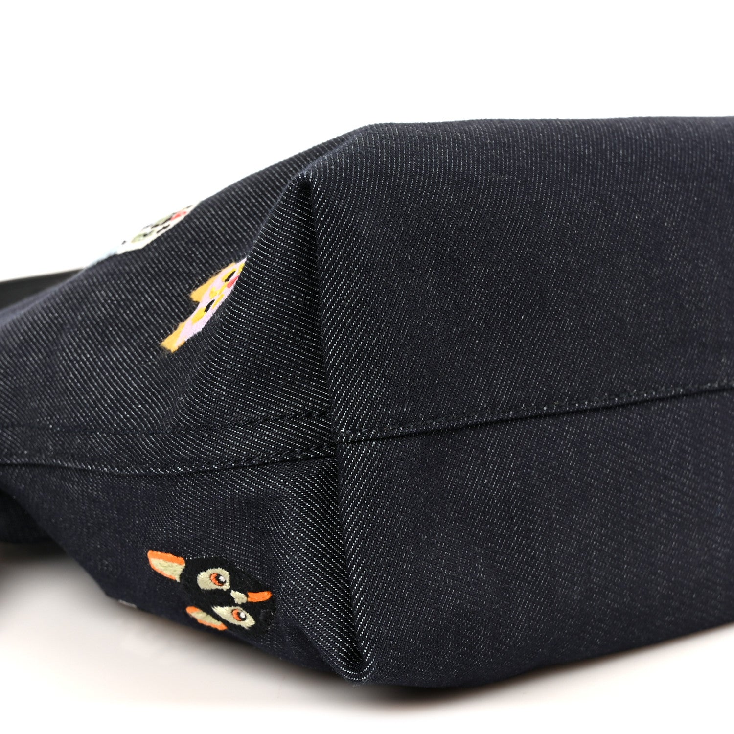 Loewe X Louis Wain Denim Embroidered Futurist Cats Medium Flamenco Knot Clutch Blue 10 of 12