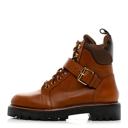 Louis Vuitton Calfskin Territory Ranger Combat Boots 37 Cognac 1 of 8