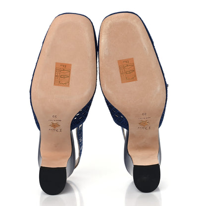 Christian Dior Cotton Lambskin Mesh Cannage Dior & Moi Slingback 70mm Pumps 39 Navy 4 of 8