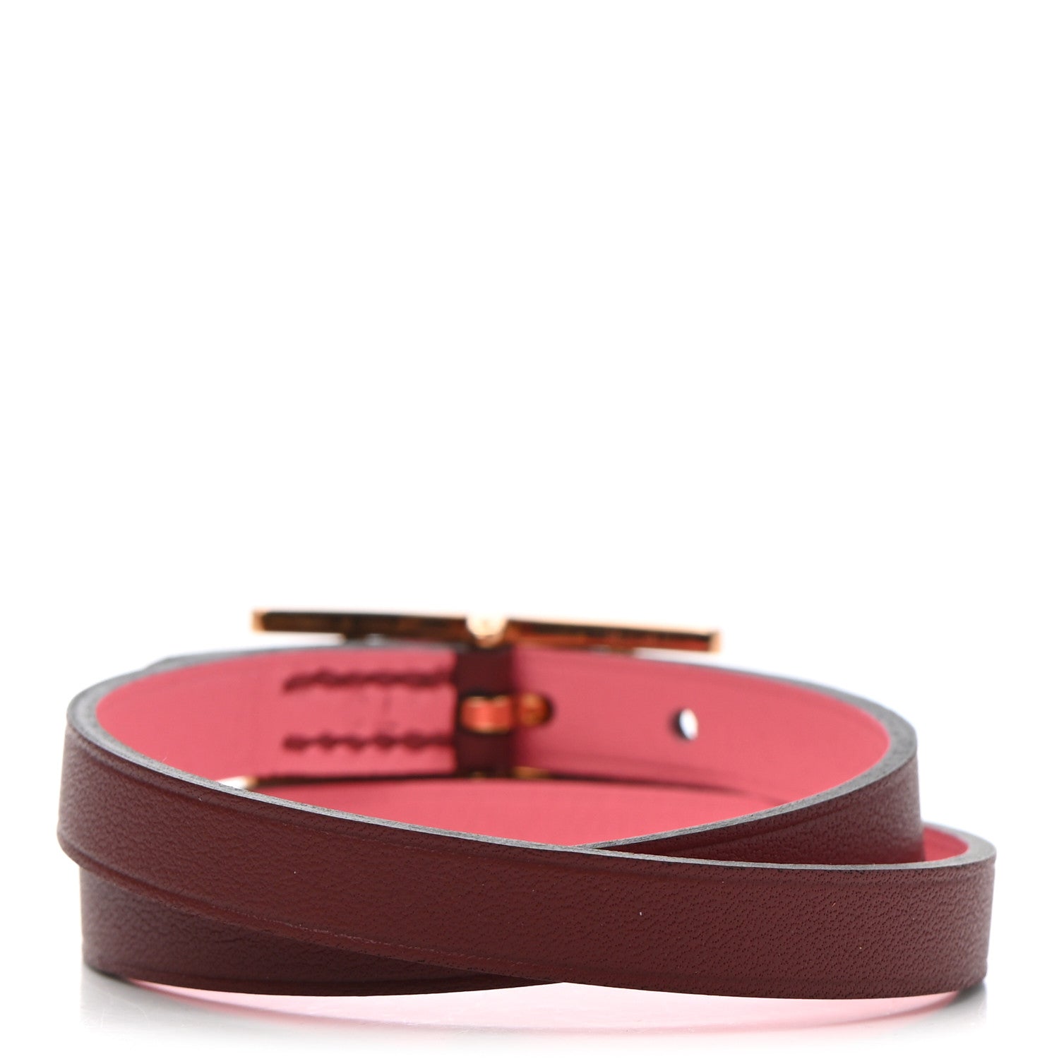 Hermes Swift Behapi Double Tour Bracelet T3 Rouge H Rose Ete 3 of 5