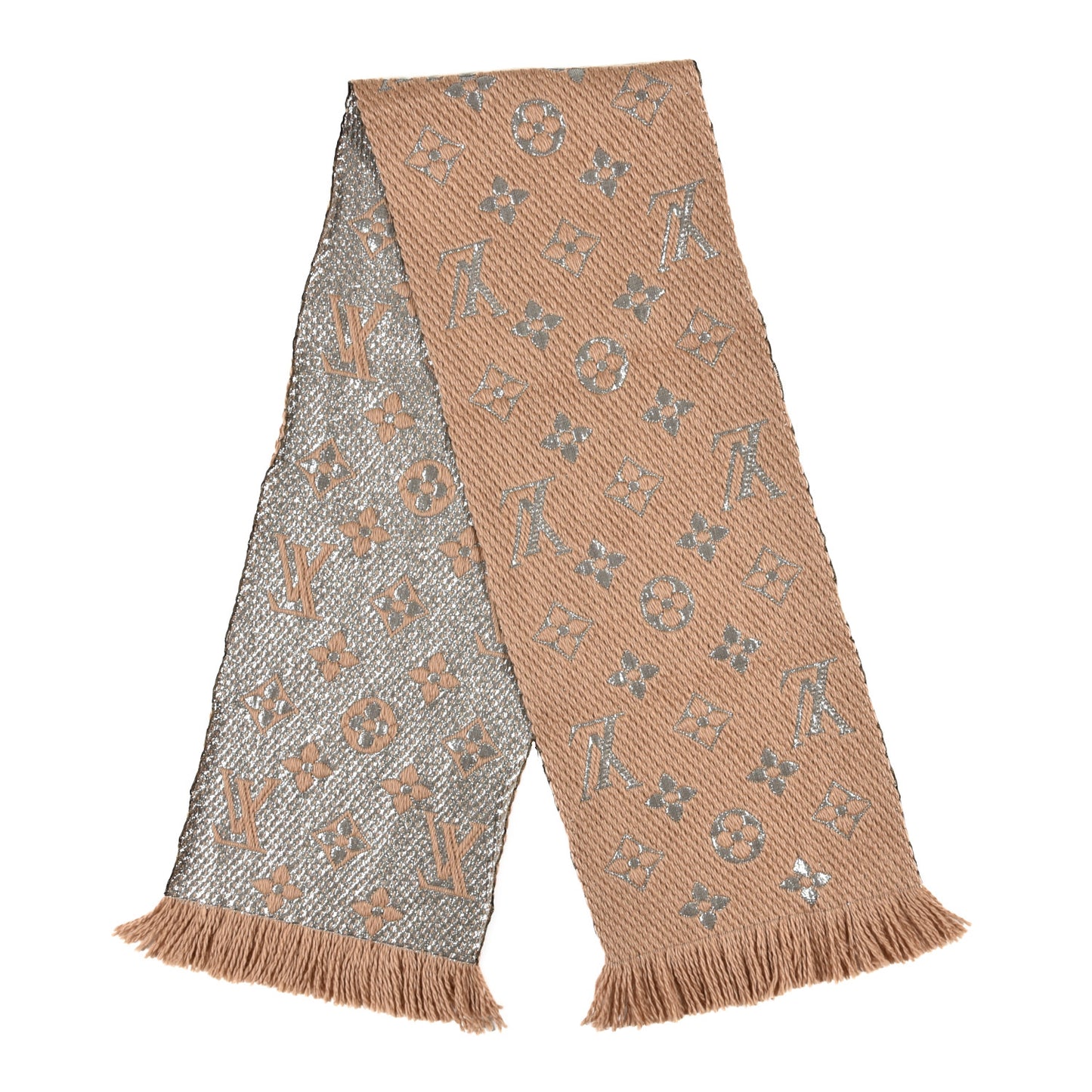 Wool Silk Logomania Shine Scarf Beige