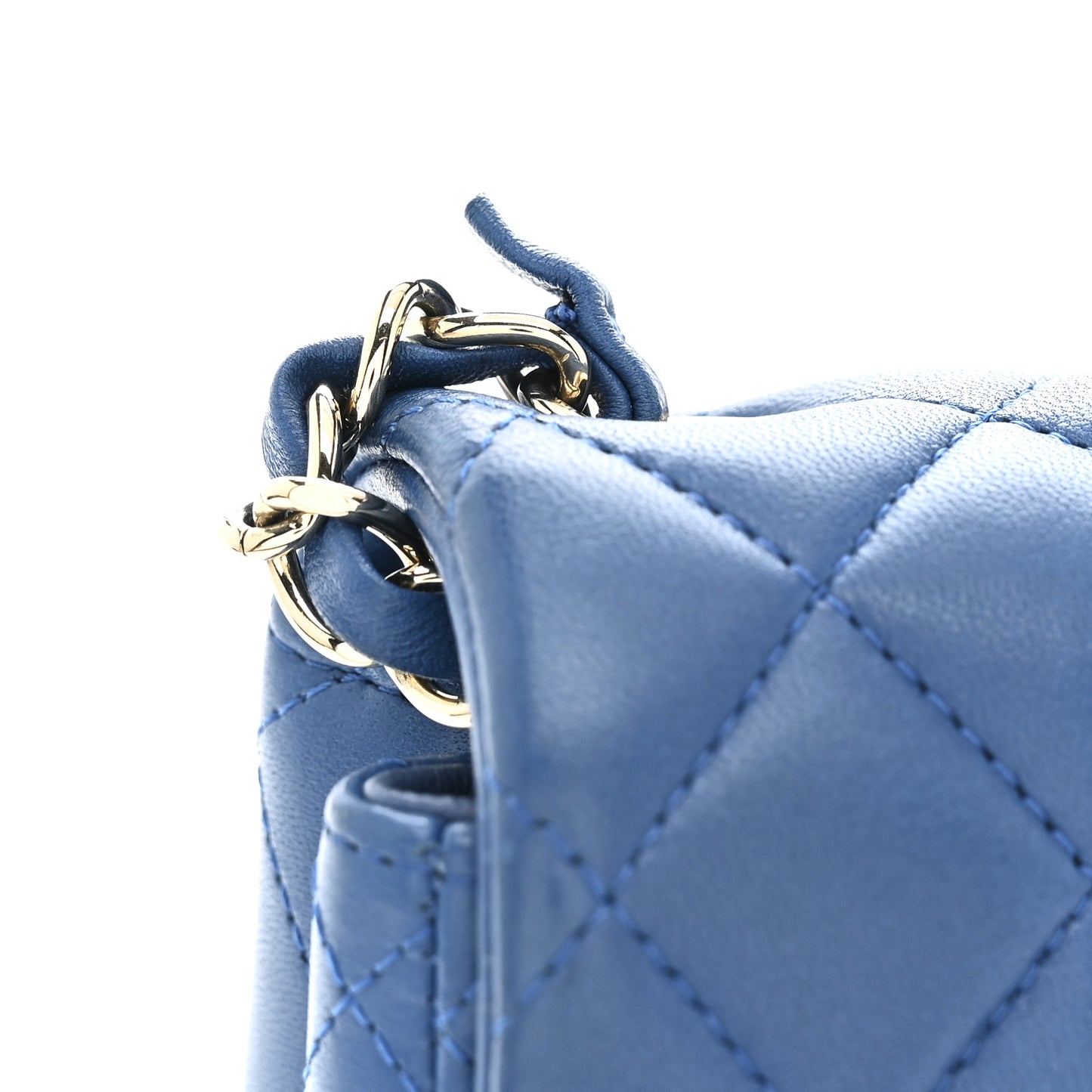Lambskin Quilted Mini Square Flap Dark Blue