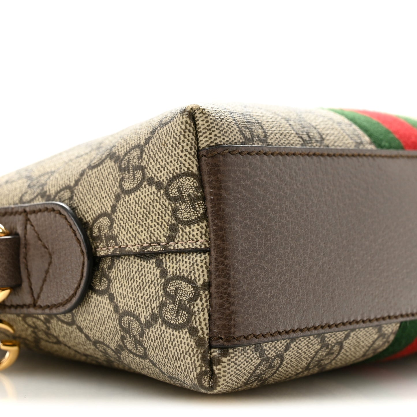 GG Supreme Monogram Textured Dollar Calfskin Web Small Ophidia Dome Shoulder Bag Beige Ebony New Acero
