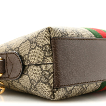 Gucci GG Supreme Monogram Textured Dollar Calfskin Web Small Ophidia Dome Shoulder Bag Beige Ebony New Acero 9 of 13