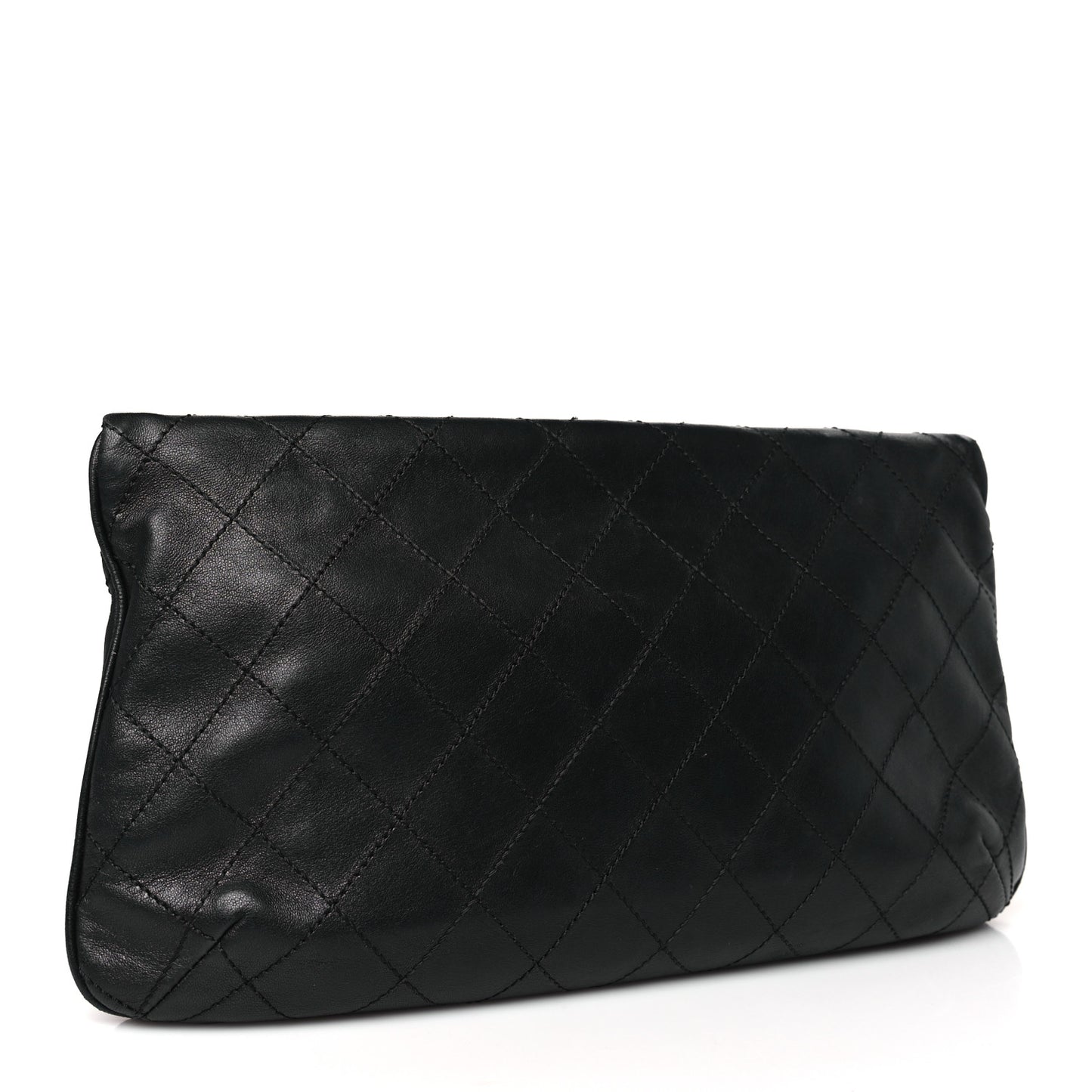 Lambskin Diamond Stitch Convertible Clutch Black