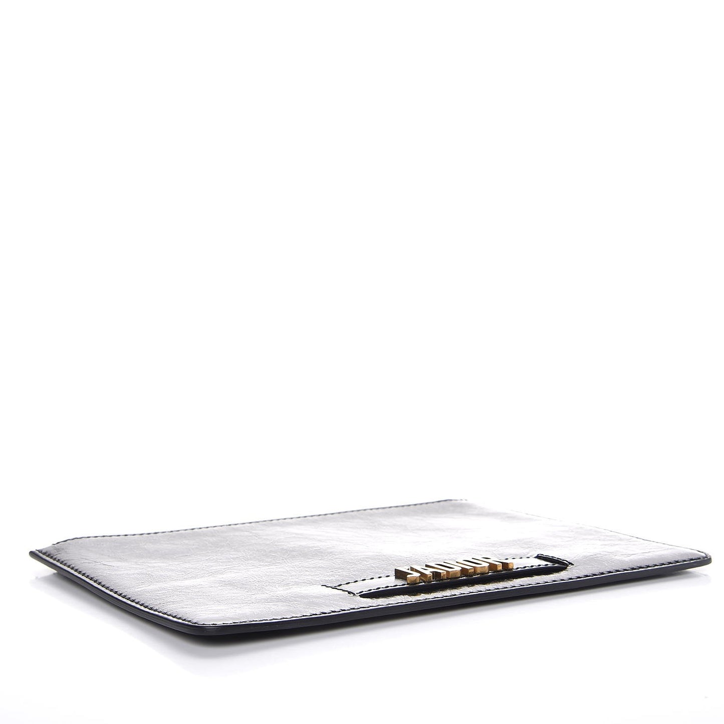 Crinkled Calfskin J'Adior Flat Clutch Black