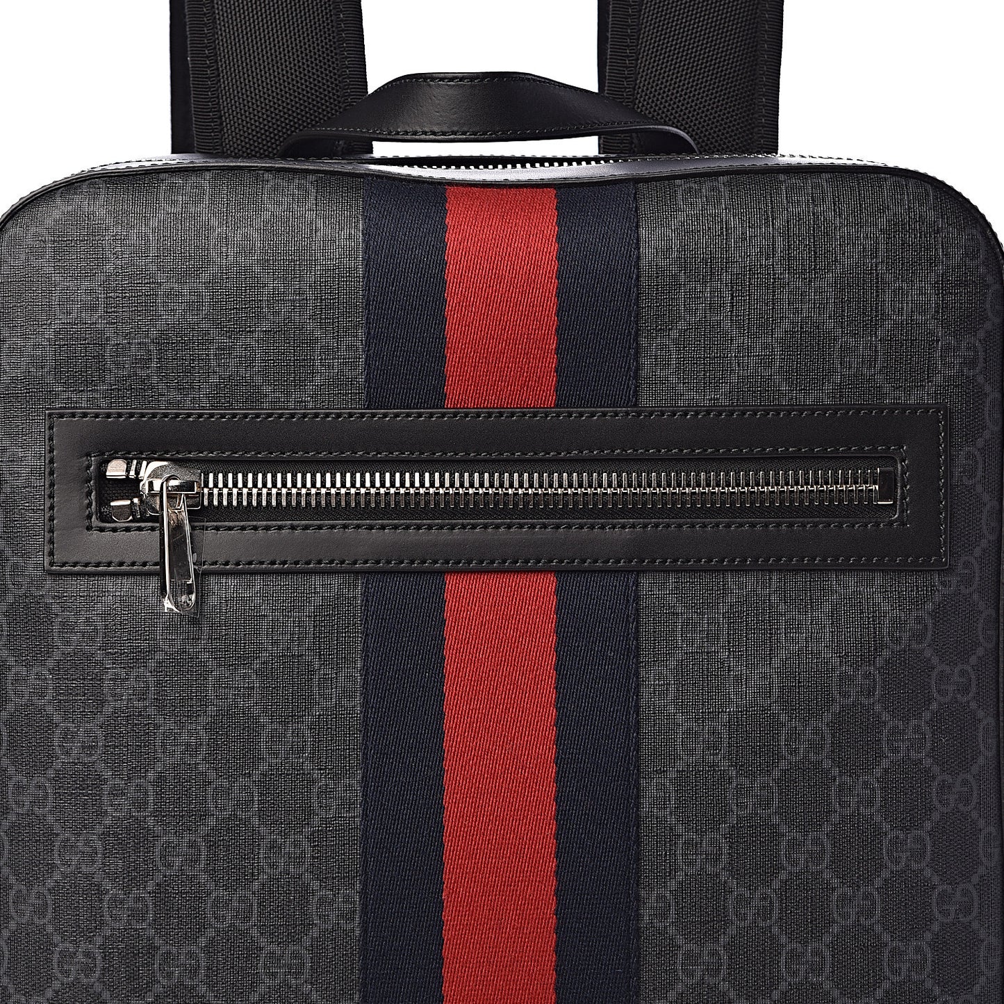 GG Supreme Monogram Web Tote Backpack Black Grey