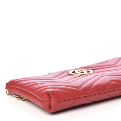 Gucci Calfskin Matelasse Mini GG Marmont Chain Bag Hibiscus Red 13 of 14