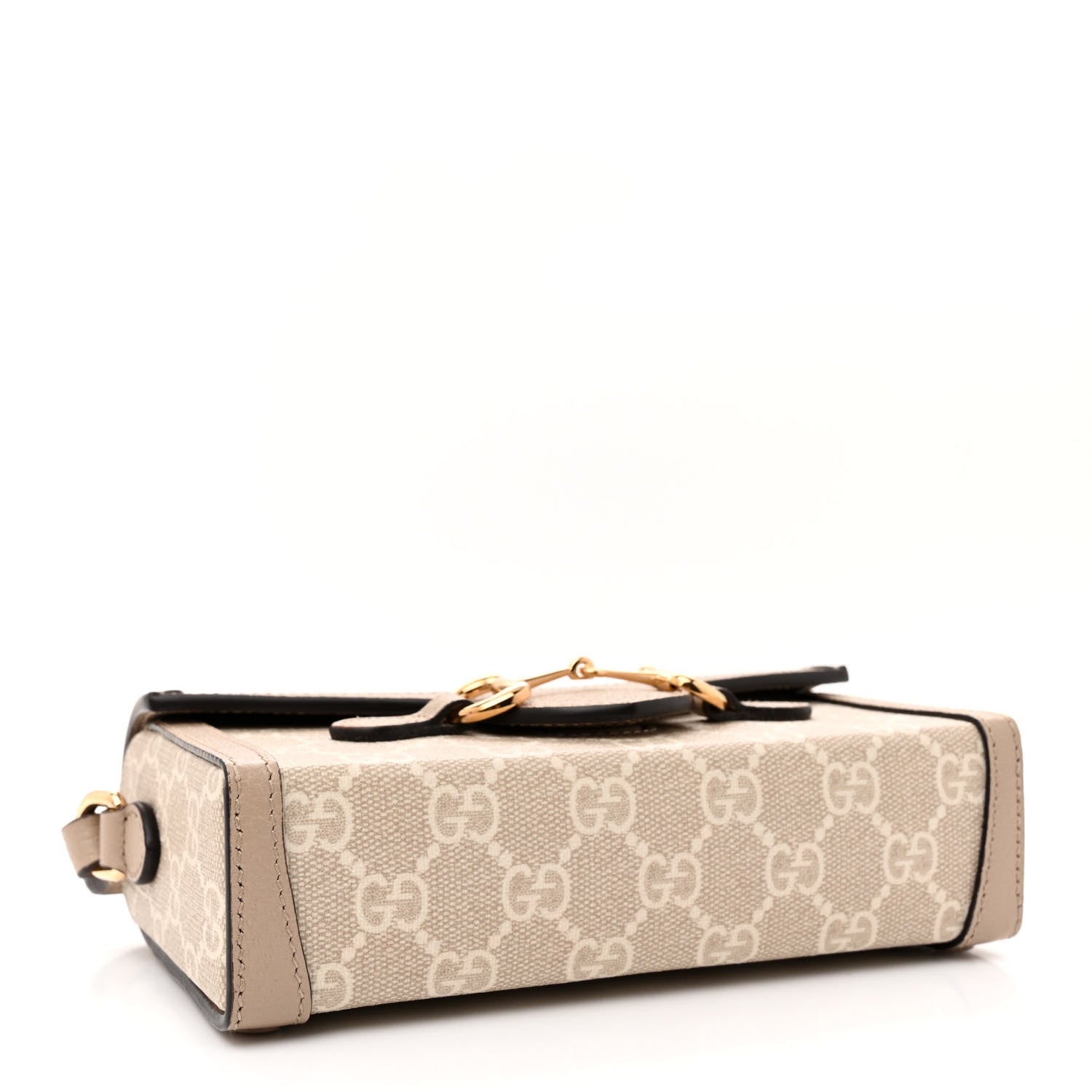 Gucci GG Supreme Monogram Textured Dollar Calfskin Mini Horsebit 1955 Shoulder Bag Beige Mystic White Oatmeal 4 of 11