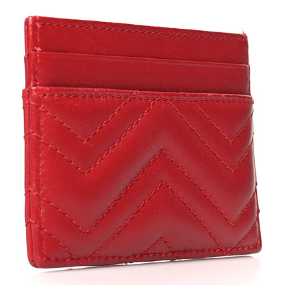 Gucci Calfskin Matelasse GG Marmont Card Holder Hibiscus Red 3 of 10