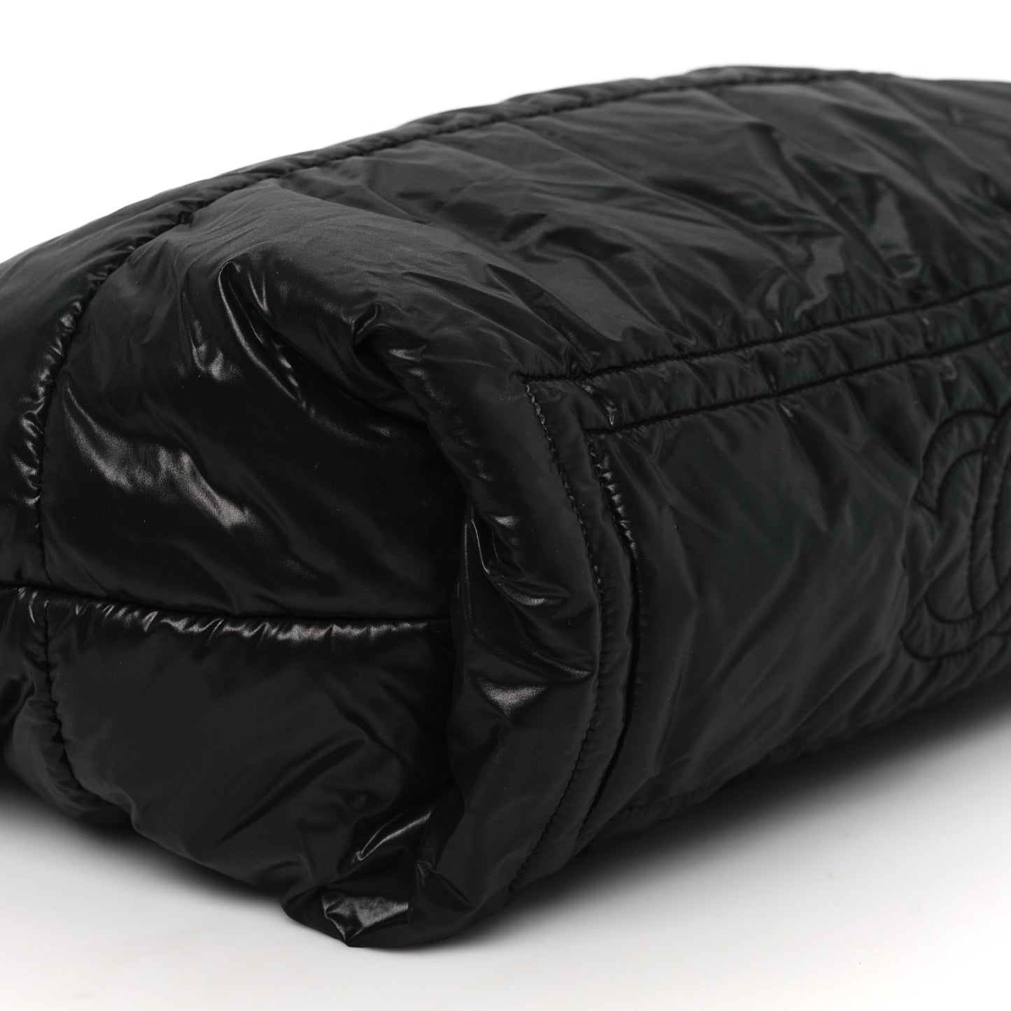 Nylon Quilted Small Coco Cocoon Tote Black