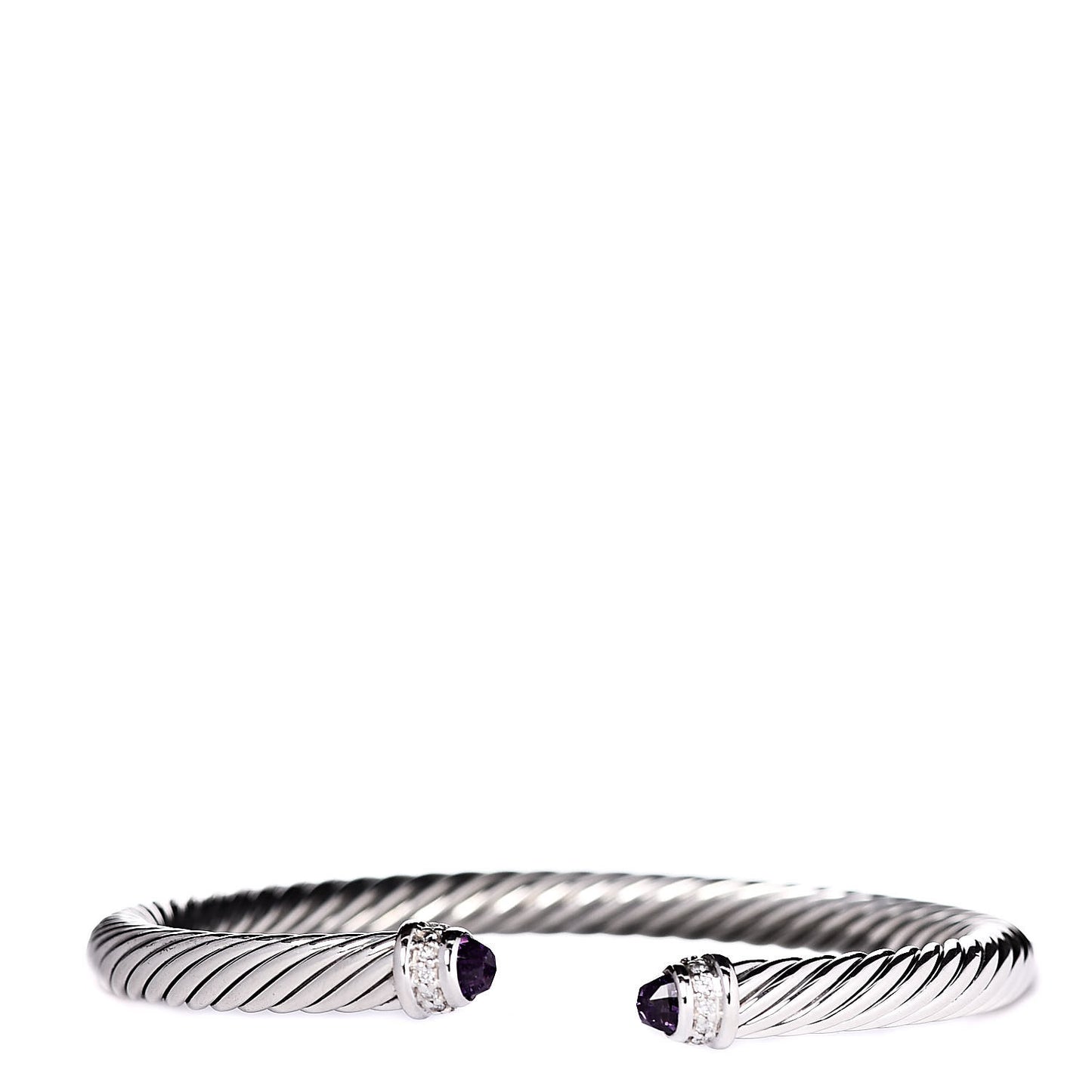 Sterling Silver Diamond Amethyst 5mm Cable Classics Bracelet