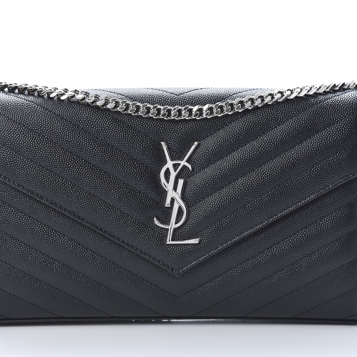 Grain De Poudre Matelasse Chevron Monogram Chain Wallet Black