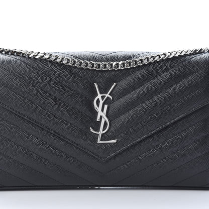 Saint Laurent Grain De Poudre Matelasse Chevron Monogram Chain Wallet Black 8 of 11