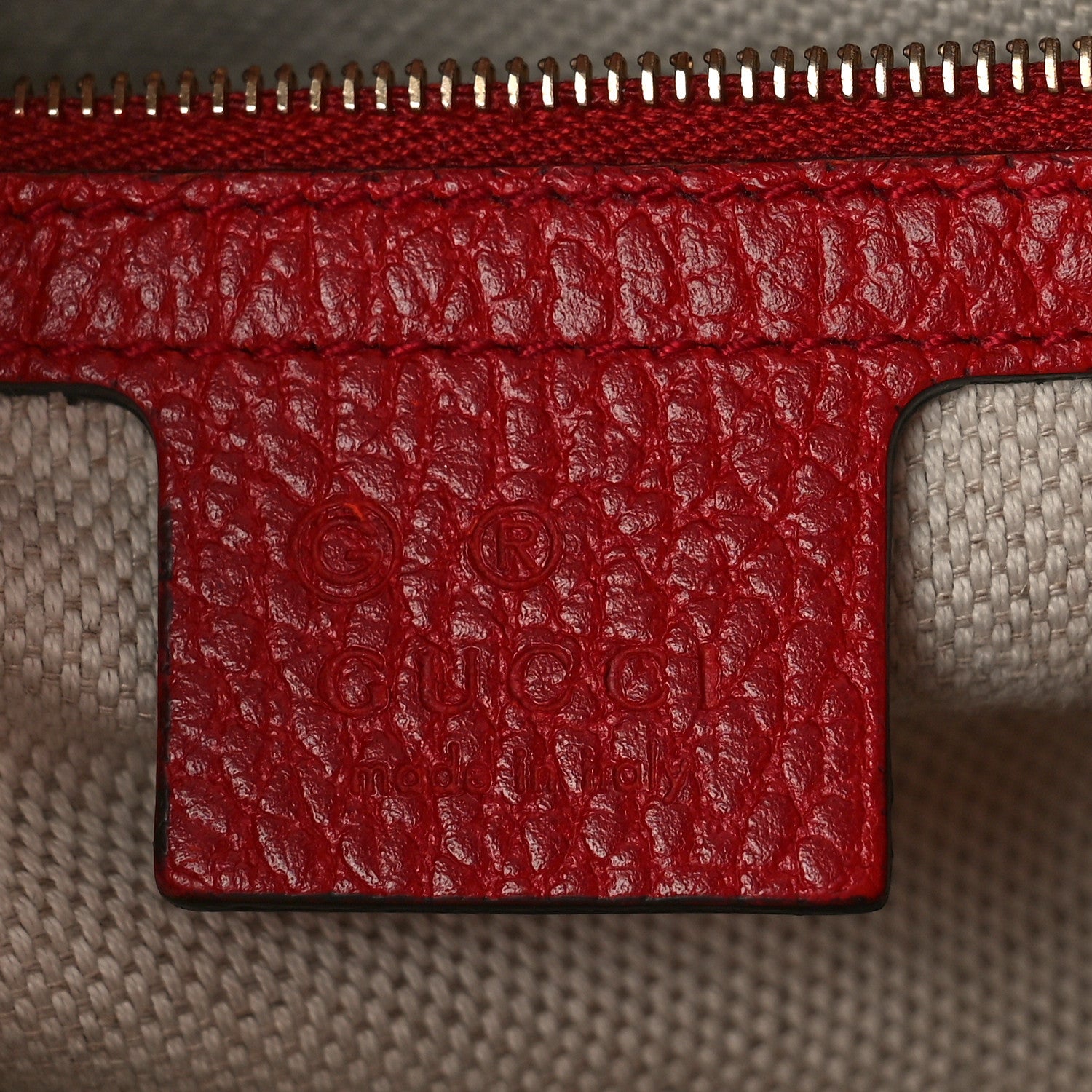 Gucci Dollar Calfskin Medium Soho Top Handle Satchel Hibiscus Red 6 of 9