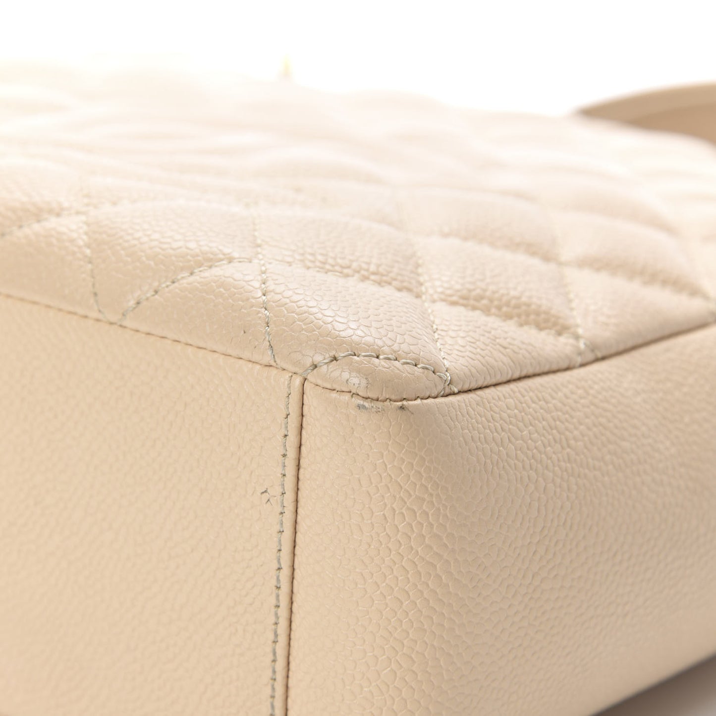 Caviar Quilted Petit Shopping Tote PST Beige