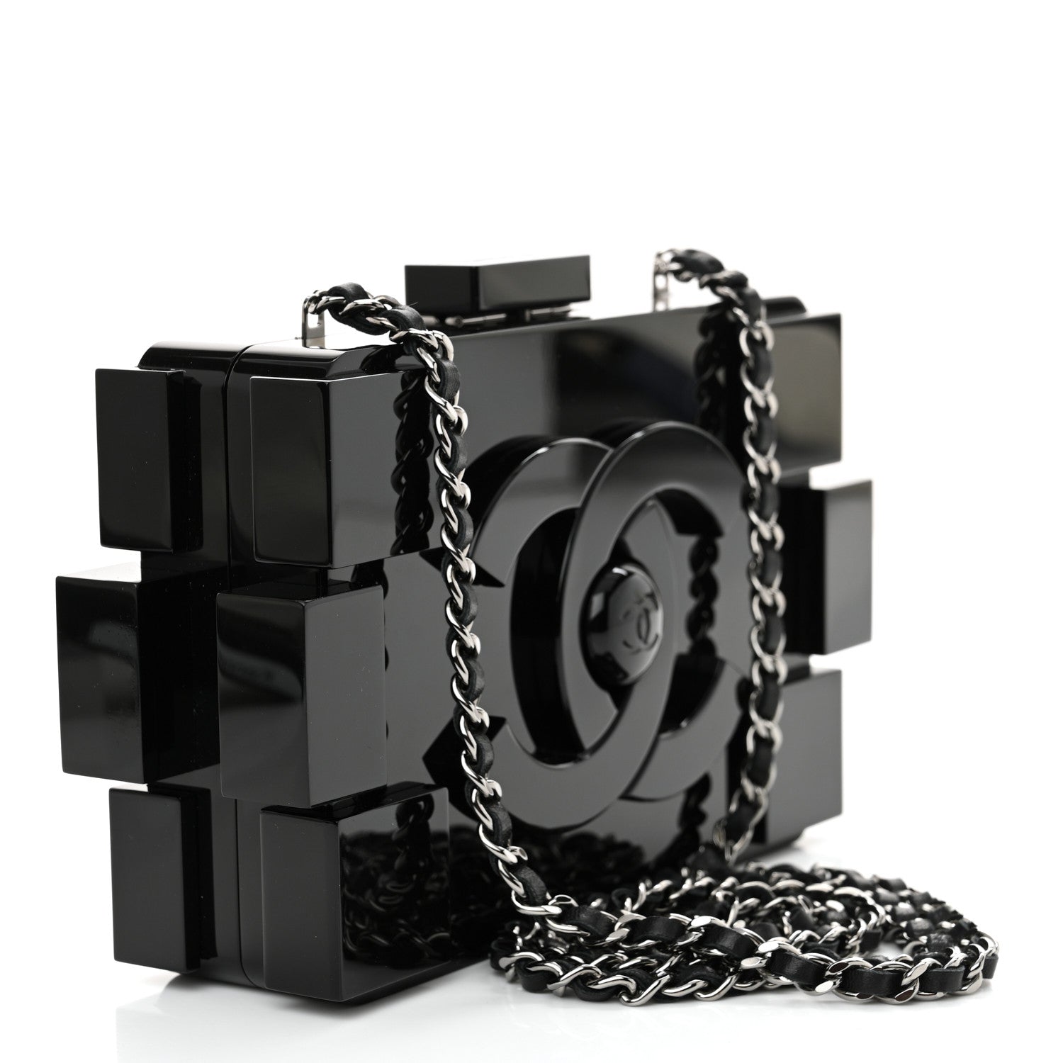 Chanel Plexiglass Barcode Boy Brick Lego Clutch Black 3 of 12