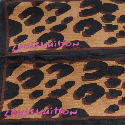 Louis Vuitton Silk Leopard Bandeau Scarf Marron 3 of 5