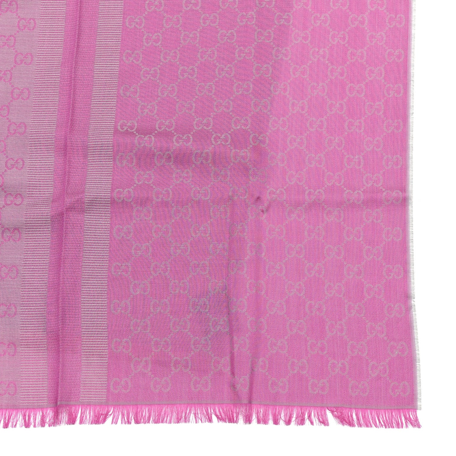 Gucci Wool Silk GG Monogram GGWeblong Fringe Scarf Shawl Zinc Pink 1 of 8