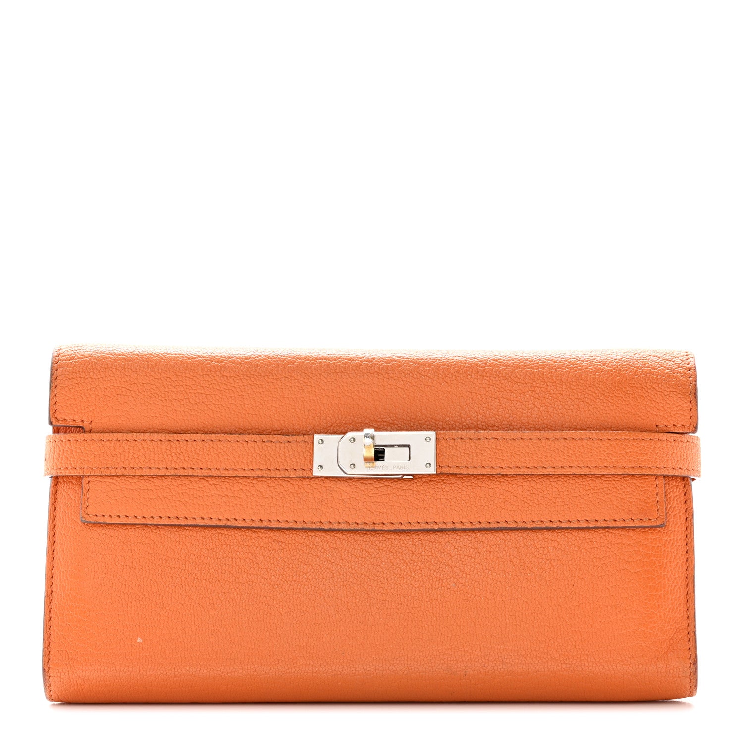 Hermes Chevre Mysore Kelly Longue Wallet Orange 1 of 16