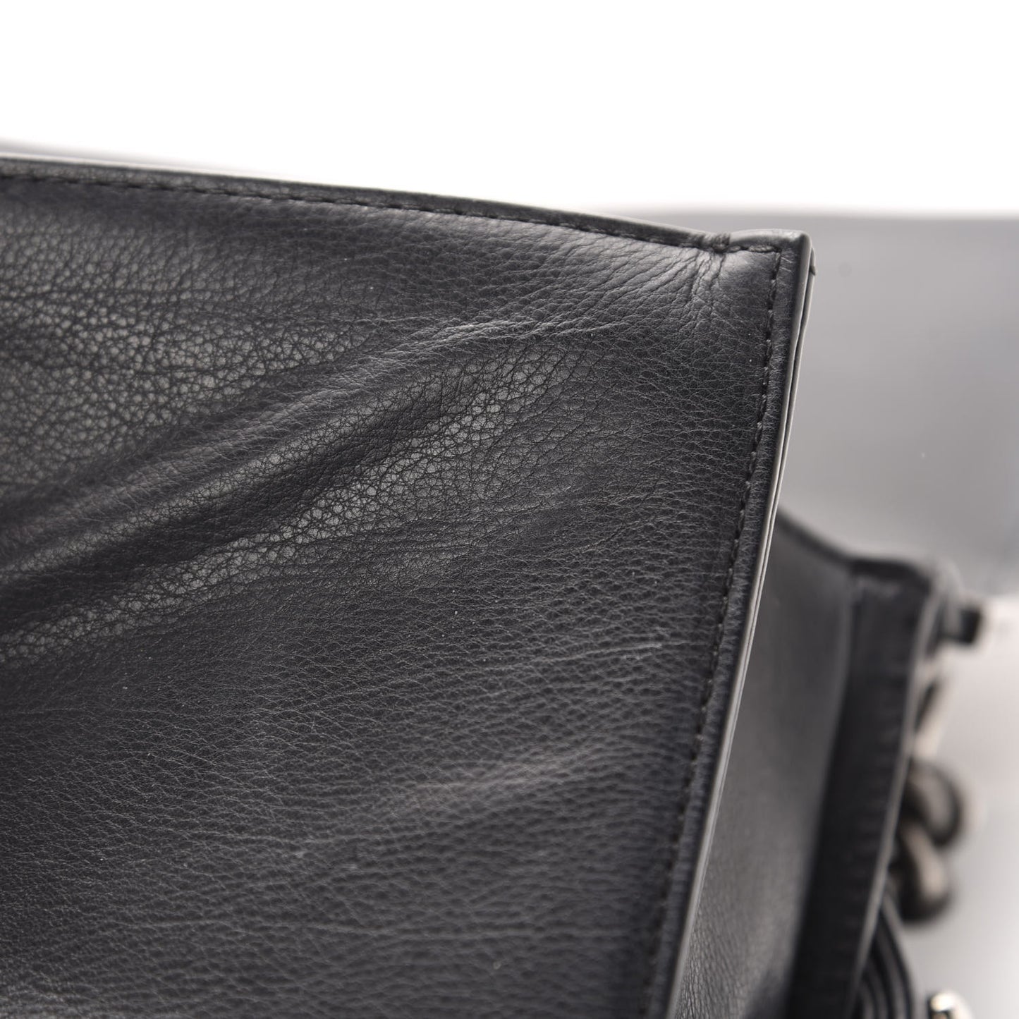 Calfskin Double Stitch Medium Boy Flap Black