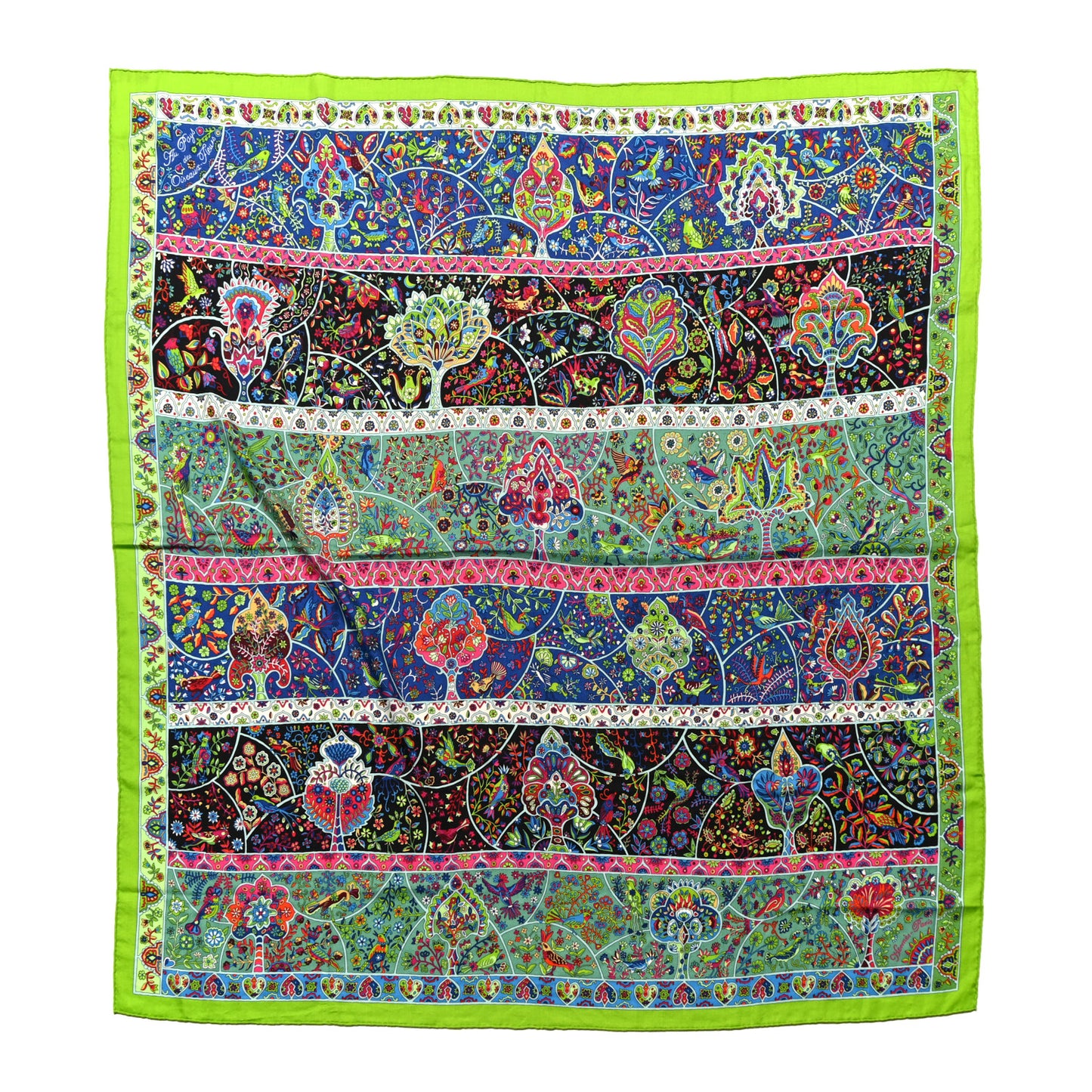 Cashmere Silk Au Pays Des Oiseaux Fleurs Shawl 140