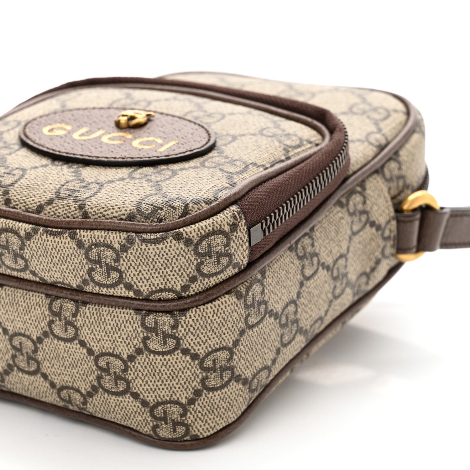 Gucci GG Supreme Monogram Mini Neo Vintage Double Zip Messenger Bag Beige New Acero Crop 10 of 10