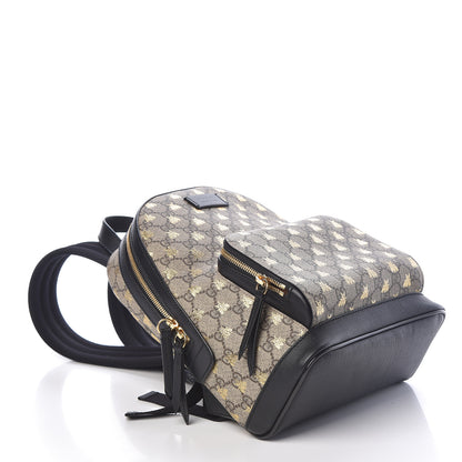Gucci GG Supreme Monogram Bees Print Small Day Backpack Beige Oro Black 4 of 9