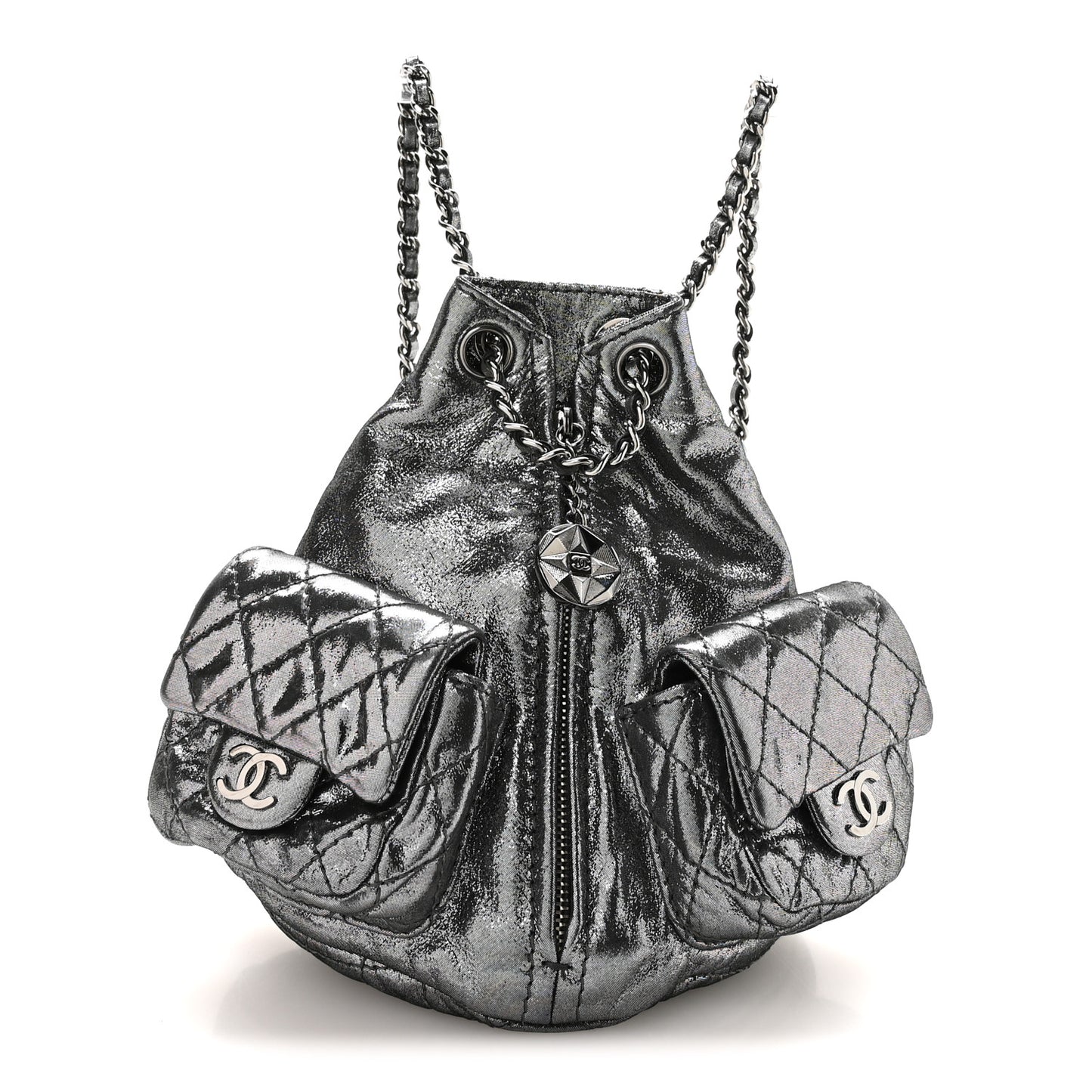 Iridescent Calfskin Mini Backpack Is Back Silver