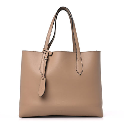 Burberry Grainy Calfskin Haymarket Check Medium Reversible Tote Camel 8 of 14