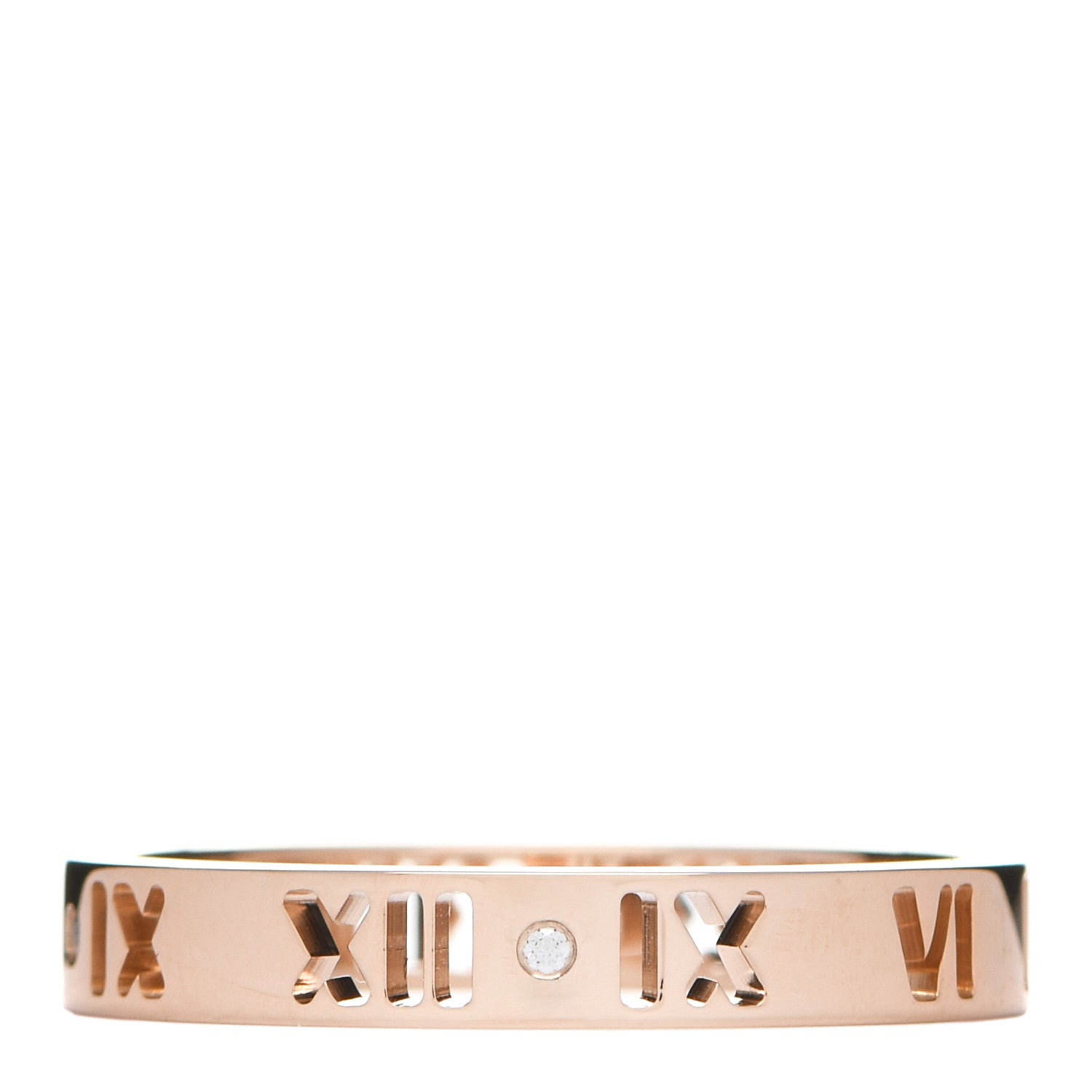 Tiffany 18K Rose Gold Diamond Narrow Atlas Pierced Ring 60 9.25 1 of 6