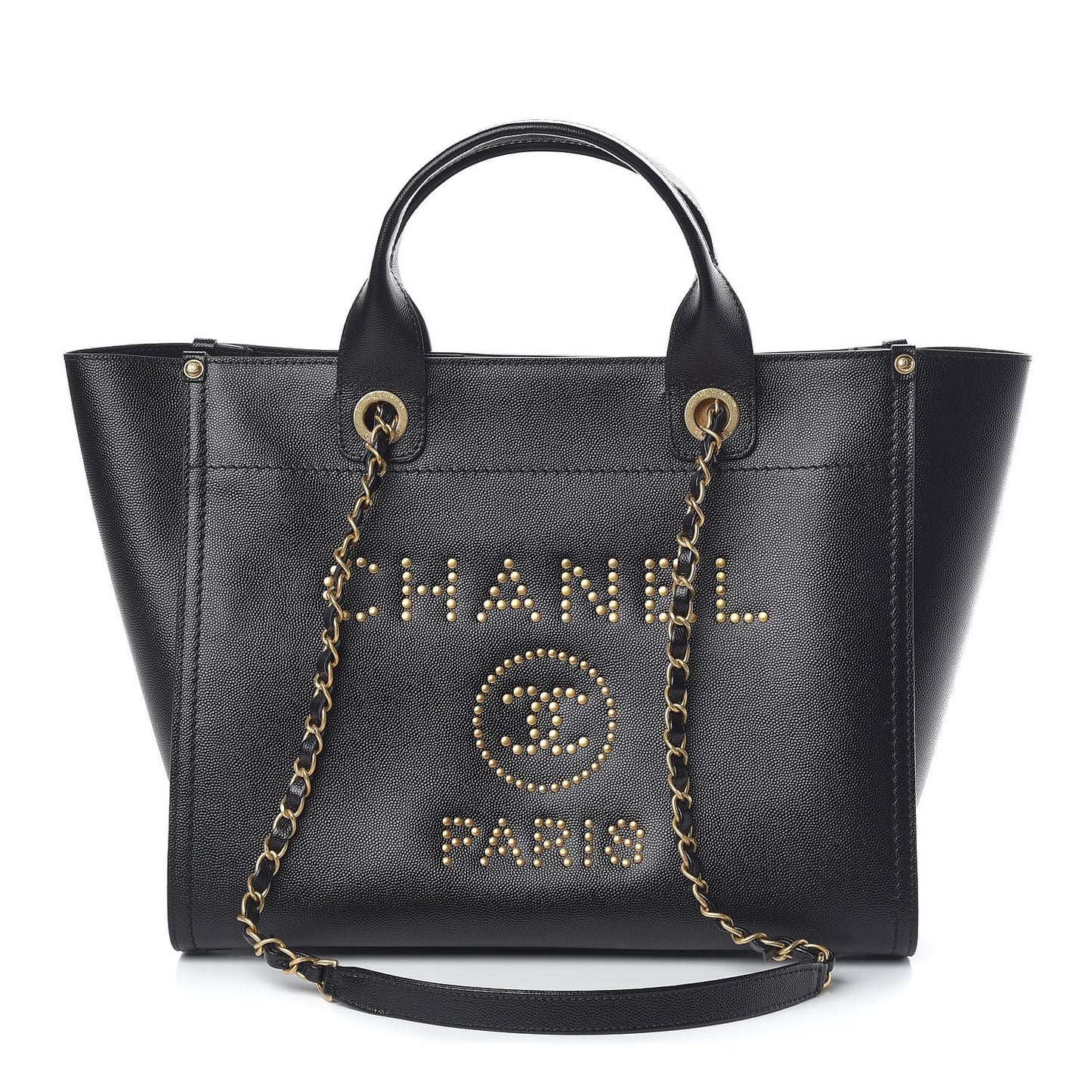 Caviar Small Studded Deauville Tote Black