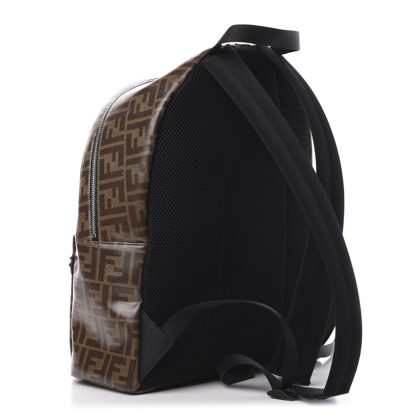 Glazed Fabric Vitello Century FF 1974 Stamp Patch Pocket Backpack Mogano Panna Black