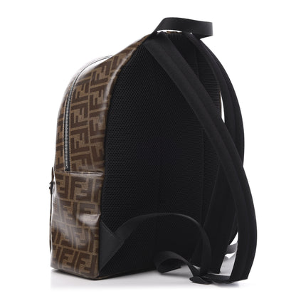 Fendi Glazed Fabric Vitello Century FF 1974 Stamp Patch Pocket Backpack Mogano Panna Black 2 of 10